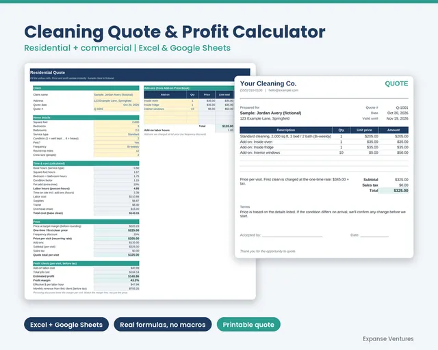 Cleaning Quote & Profit Calculator