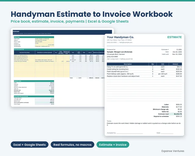 Handyman Estimate to Invoice Template